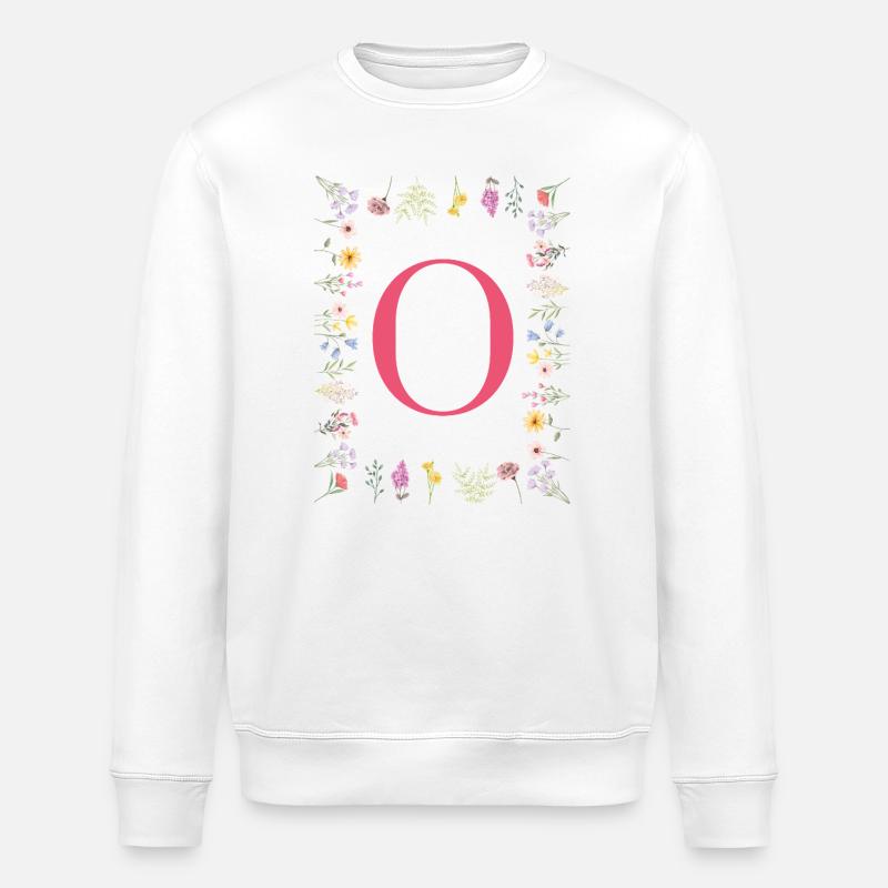 Florale Initialen "O", Buchstaben Monogramm  - Stanley/Stella Unisex Bio-Sweatshirt ROLLER - Weiß