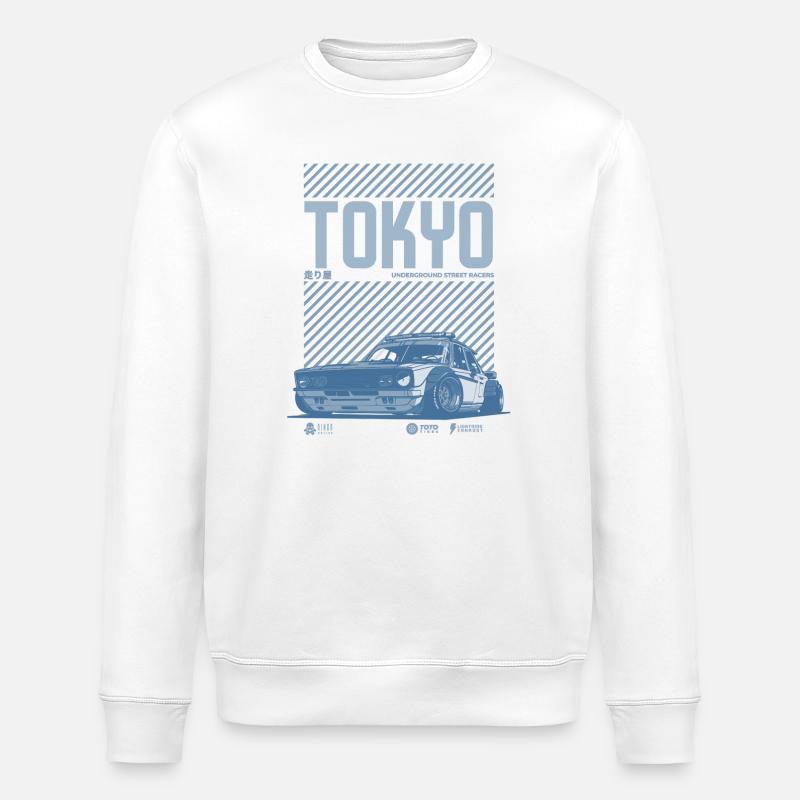 Tokyo Neon Straßen Rennen - Stanley/Stella Unisex Bio-Sweatshirt ROLLER - Weiß