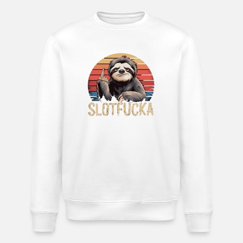 Sloth Doigt d’Honneur Sarcasme Rétro - Sweat bio ROLLER Stanley/Stella Unisexe - blanc