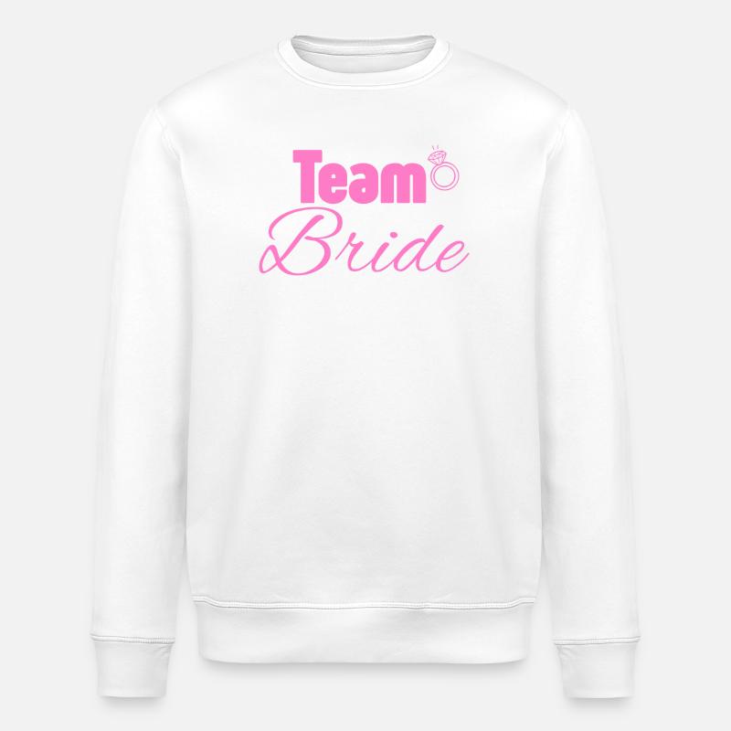 Team Bride: Pink Ring Logo - Stanley/Stella ROLLER Unisex Organic Sweatshirt - white