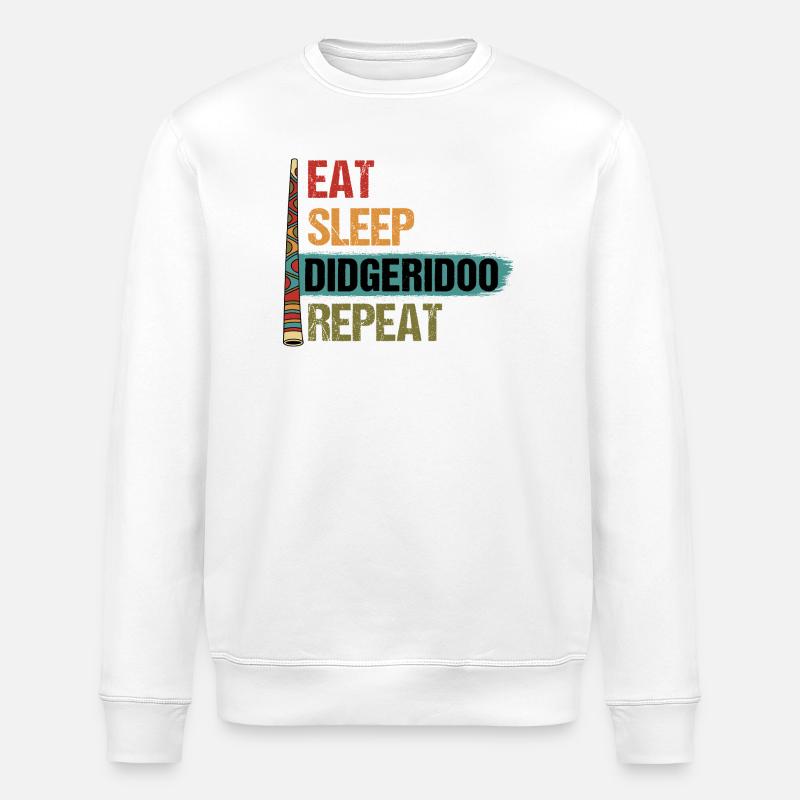 Eat Sleep Didgeridoo Repeat - Stanley/Stella ROLLER Unisex Organic Sweatshirt - white