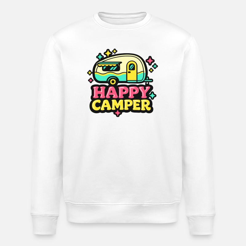 Camping-car rétro joyeux - Sweat bio ROLLER Stanley/Stella Unisexe - blanc