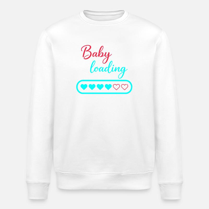 Baby Loading Neon Hearts - Stanley/Stella ROLLER Unisex Organic Sweatshirt - white