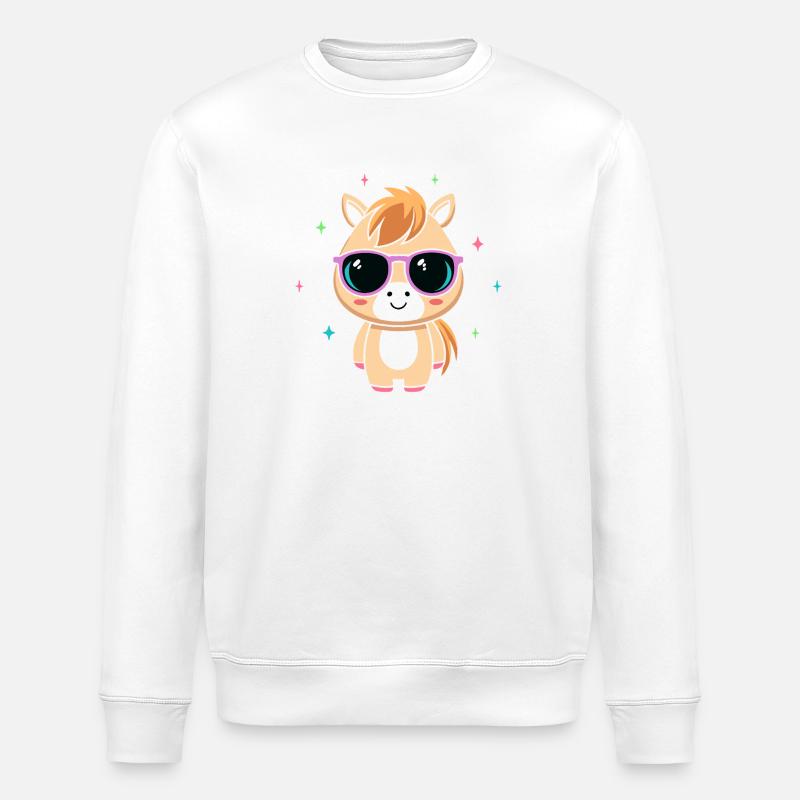 Pony-chic lila Brille - Stanley/Stella Unisex Bio-Sweatshirt ROLLER - Weiß