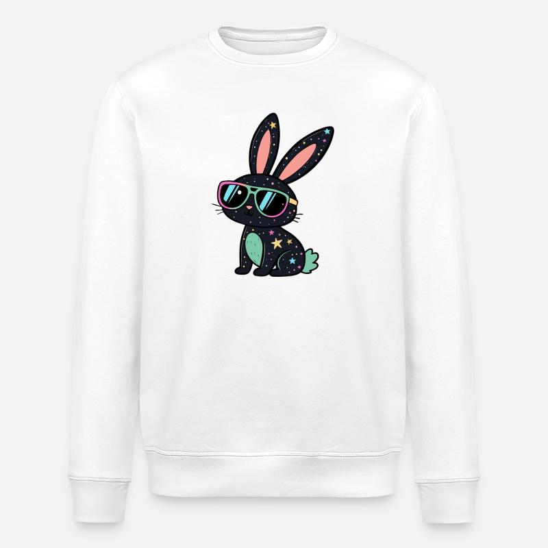 Lapin Galactique Lunettes Néon - Sweat bio ROLLER Stanley/Stella Unisexe - blanc