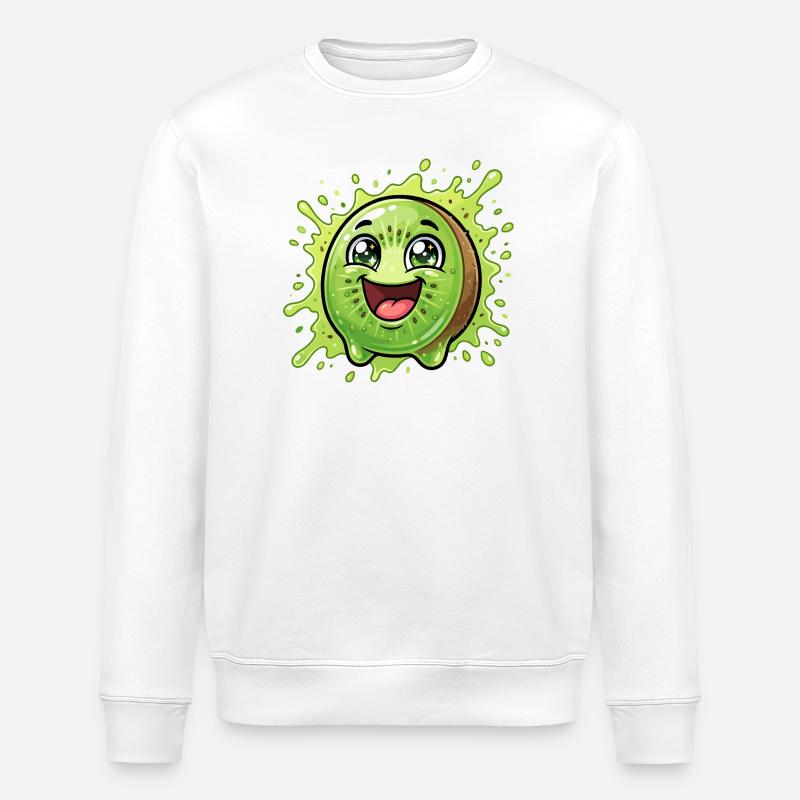 Fröhlicher Kiwi-Splash Cartoon - Stanley/Stella Unisex Bio-Sweatshirt ROLLER - Weiß