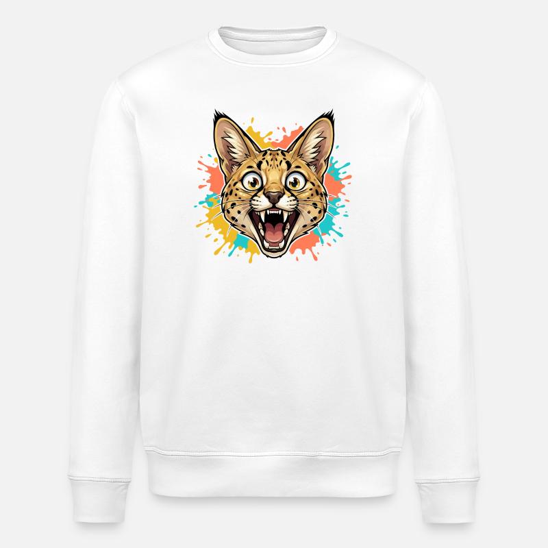 Jaguar head with paint splash - Stanley/Stella ROLLER Unisex Organic Sweatshirt - white