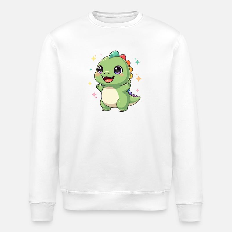 Cheerful Dino Star Magic - Stanley/Stella ROLLER Unisex Organic Sweatshirt - white