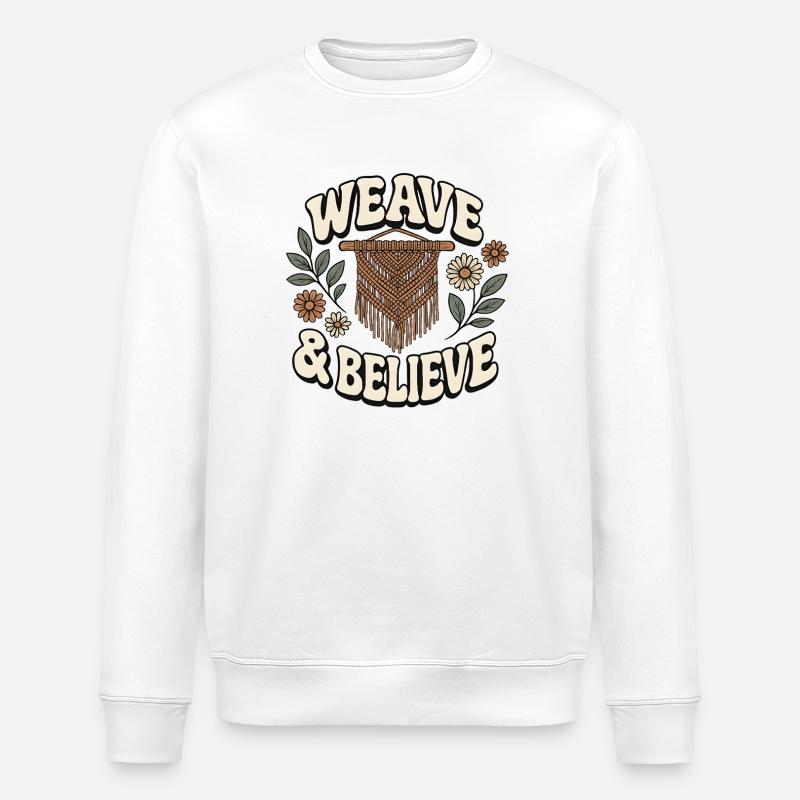 Weaving & Believing | Macrame Boho - Stanley/Stella ROLLER Unisex Organic Sweatshirt - white