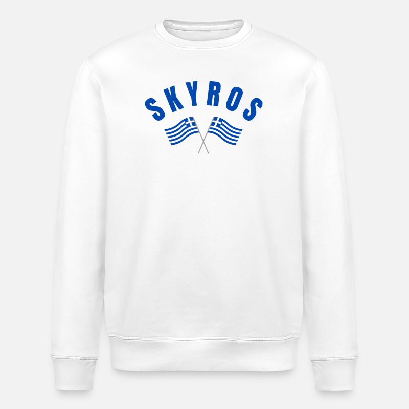 Drapeaux croisés grecs de Skyros - Sweat bio ROLLER Stanley/Stella Unisexe - blanc