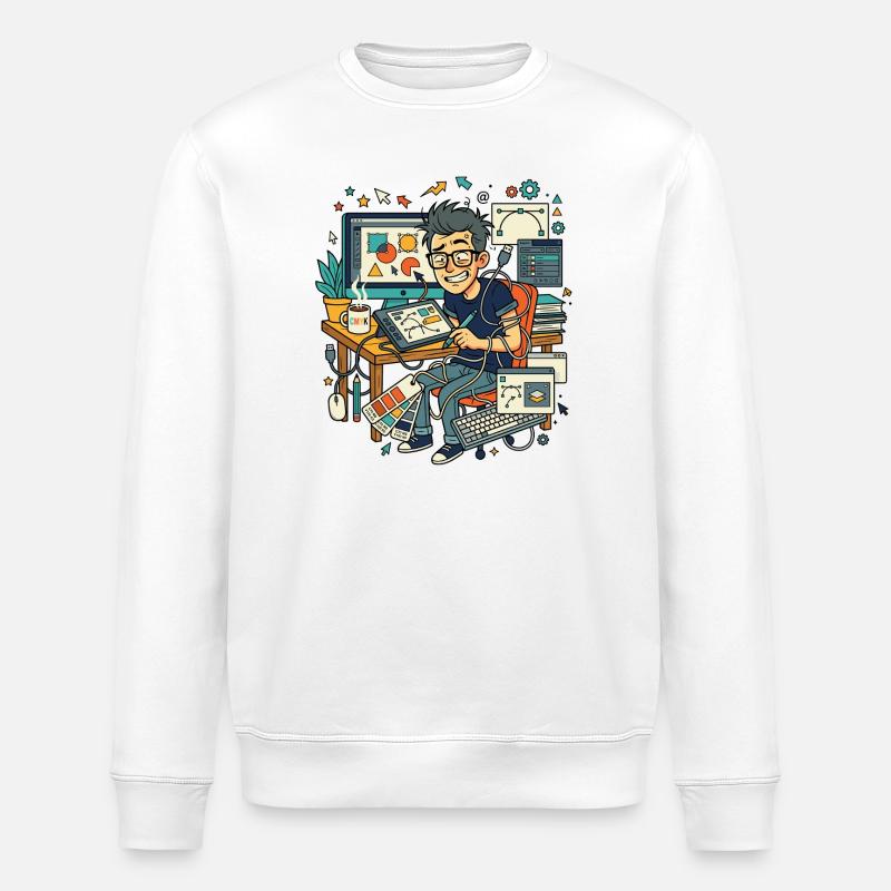 Graphic Designer Workflow Chaos - Stanley/Stella ROLLER Unisex Organic Sweatshirt - white