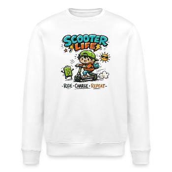 Scooter Life: Ride Charge Repeat - Stanley/Stella ROLLER Unisex Organic Sweatshirt - white - Front - Nik (191cm)
