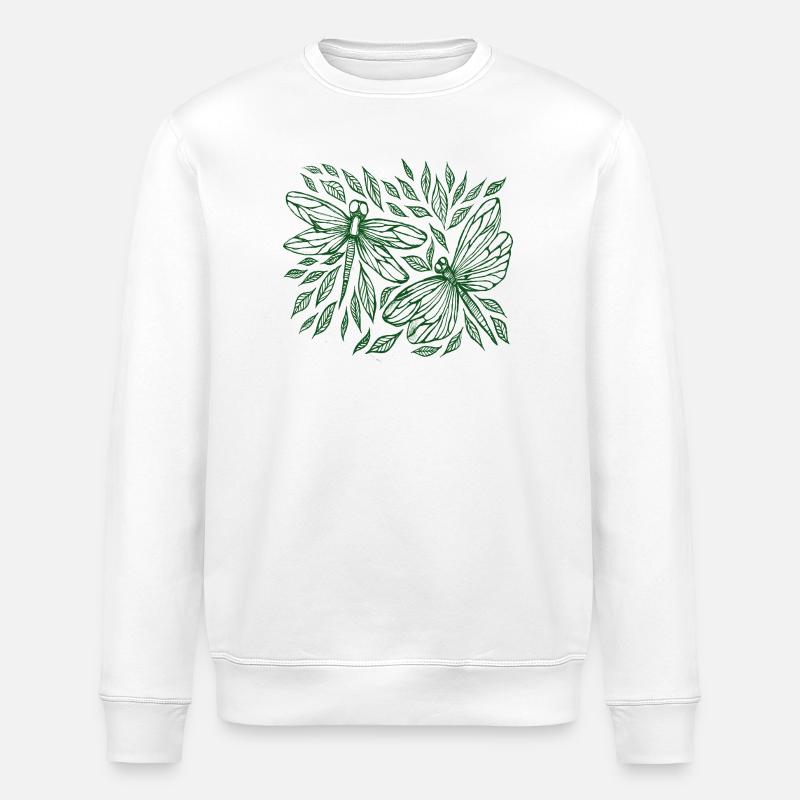 Libellen und botanische Blätter - Stanley/Stella Unisex Bio-Sweatshirt ROLLER - Weiß