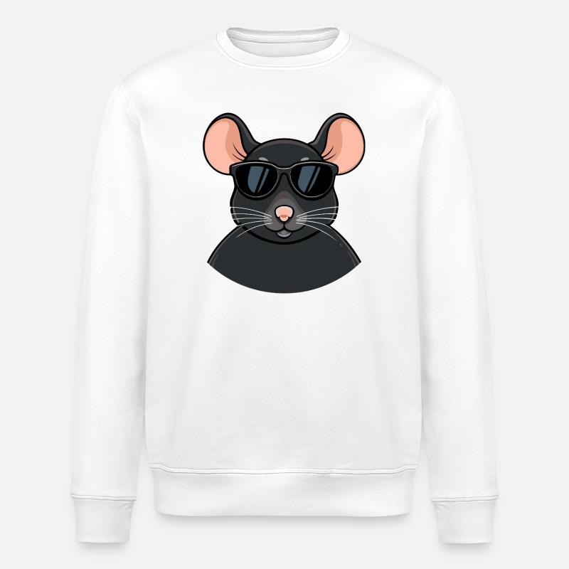 Souris chic lunettes noires - Sweat bio ROLLER Stanley/Stella Unisexe - blanc