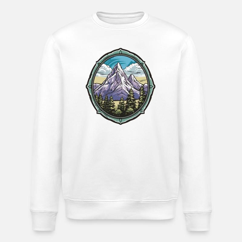Bergpanorama im Waldrahmen - Stanley/Stella Unisex Bio-Sweatshirt ROLLER - Weiß