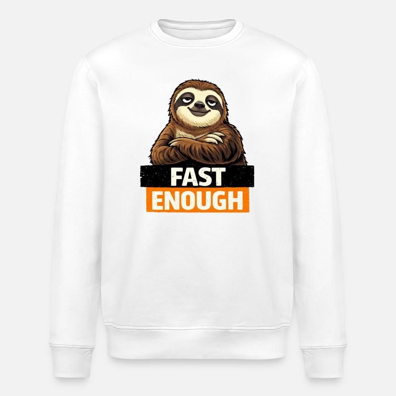 Fast Enough Sloth-Grafik - Stanley/Stella Unisex Bio-Sweatshirt ROLLER - Weiß
