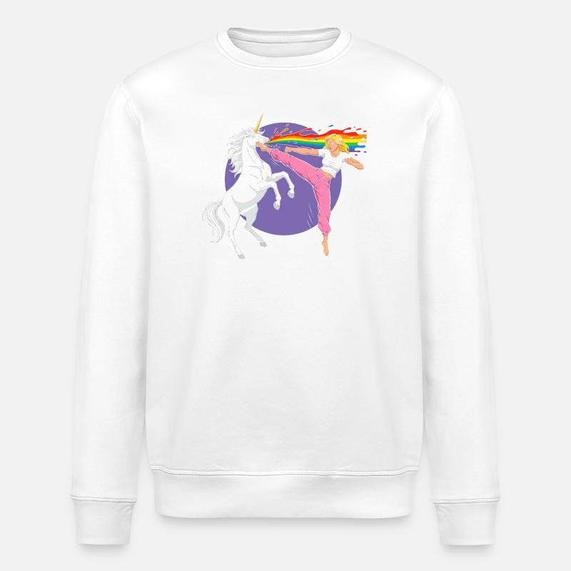 Kampfregenbogen: Einhorn vs Tänzerin - Stanley/Stella Unisex Bio-Sweatshirt ROLLER - Weiß
