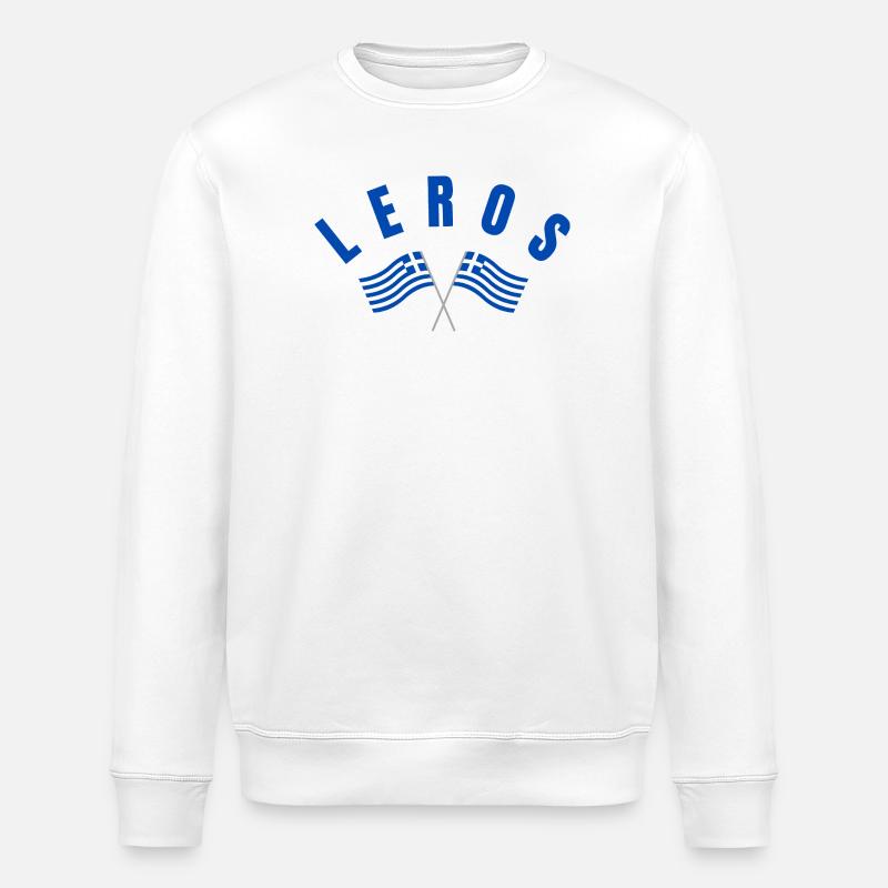 Drapeaux grecs de Leros - Sweat bio ROLLER Stanley/Stella Unisexe - blanc
