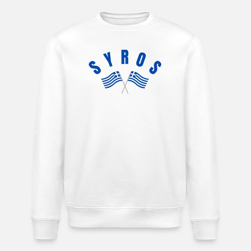 Syrosische griechische Flaggen - Stanley/Stella Unisex Bio-Sweatshirt ROLLER - Weiß