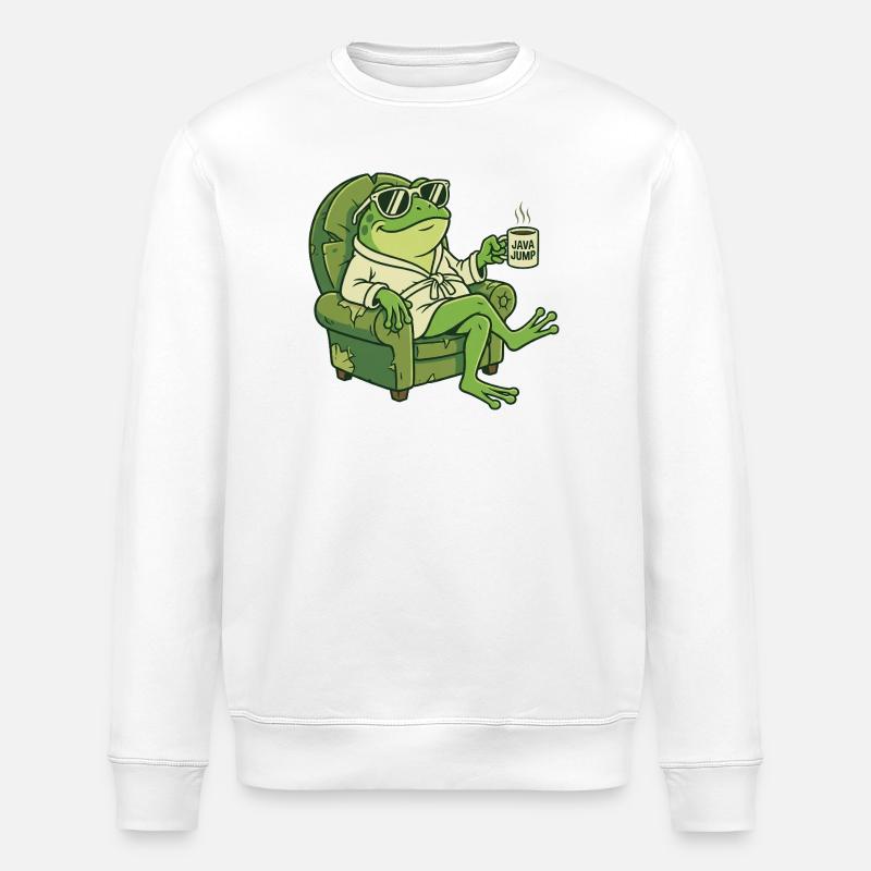 dessin animé drôle de grenouille - Sweat bio ROLLER Stanley/Stella Unisexe - blanc