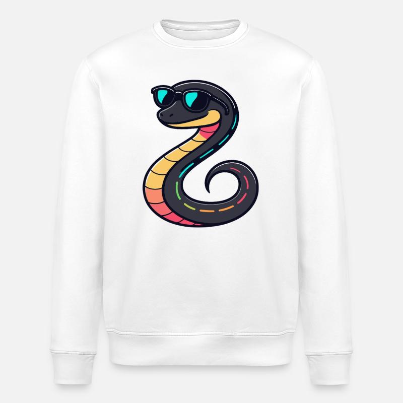 Serpent néon avec lunettes - Sweat bio ROLLER Stanley/Stella Unisexe - blanc