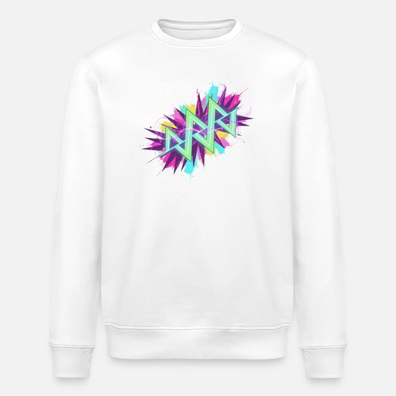 Neon Zickzack Graffiti - Stanley/Stella Unisex Bio-Sweatshirt ROLLER - Weiß