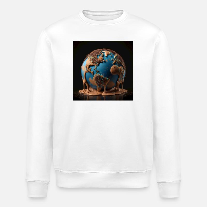 Schmelzende Erde aus Schokolade - Stanley/Stella Unisex Bio-Sweatshirt ROLLER - Weiß