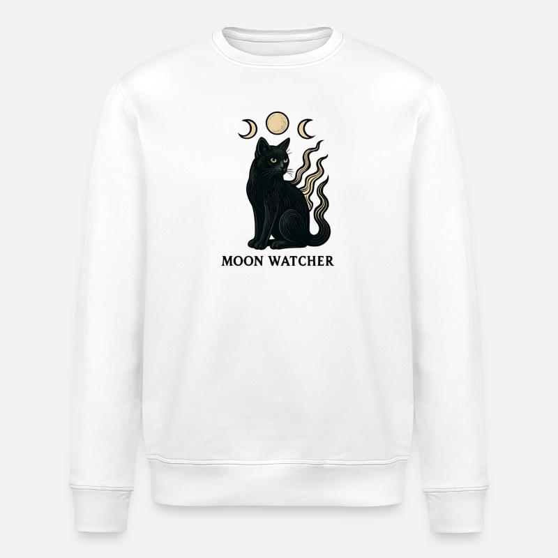 Chat Gardien de la Lune - Sweat bio ROLLER Stanley/Stella Unisexe - blanc