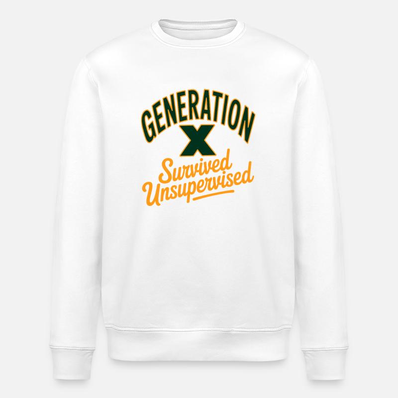 Generation X Survived Unsupervised - Stanley/Stella ROLLER Unisex Organic Sweatshirt - white