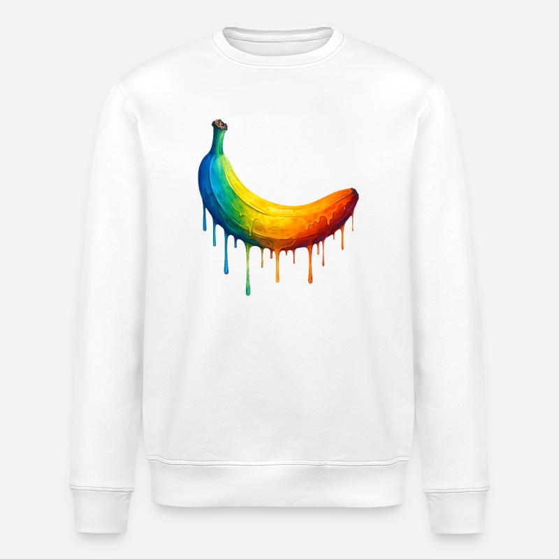 Banana with a colourful gradient - Stanley/Stella ROLLER Unisex Organic Sweatshirt - white