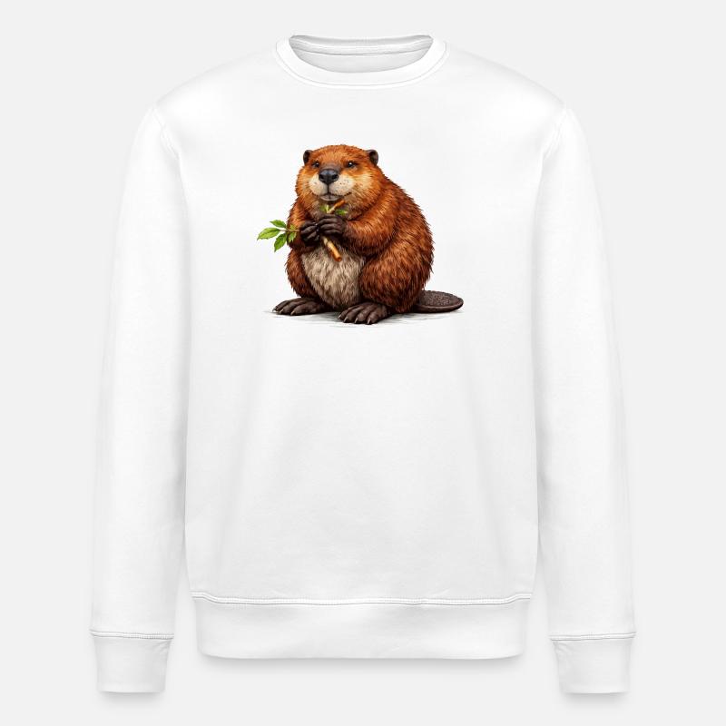 Beaver Animal Wilderness - Stanley/Stella ROLLER Unisex Organic Sweatshirt - white
