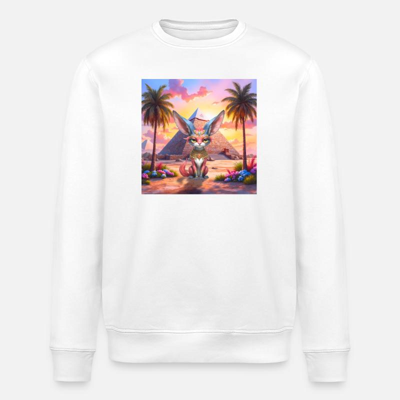 Pharaoh Cat at Sunset - Stanley/Stella ROLLER Unisex Organic Sweatshirt - white
