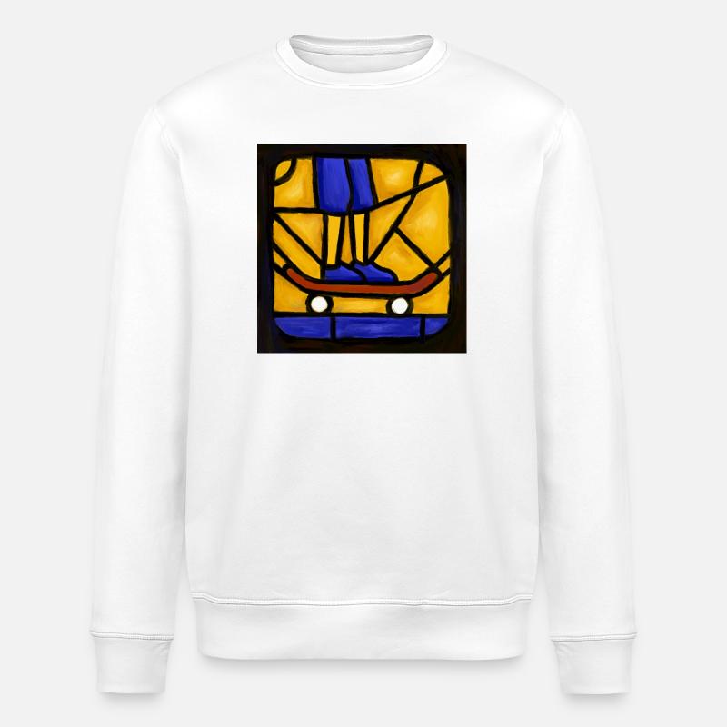 Buntglas-Skateboarder-Grafik - Stanley/Stella Unisex Bio-Sweatshirt ROLLER - Weiß
