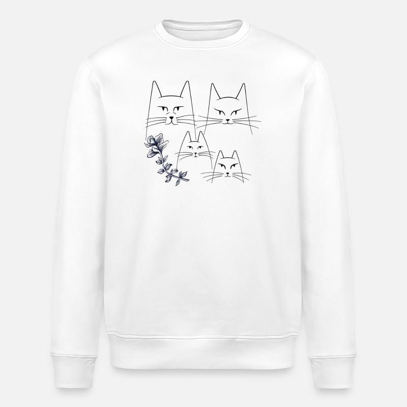 Katzen mit Blumenranke - Stanley/Stella Unisex Bio-Sweatshirt ROLLER - Weiß