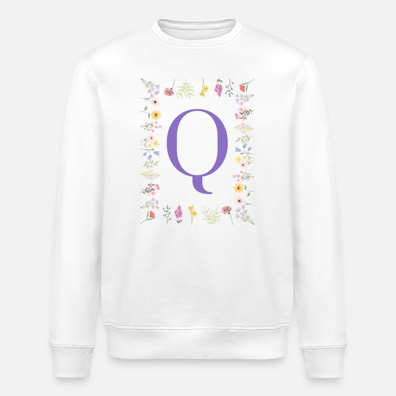Monogramm "Q", florale Initialen - Stanley/Stella Unisex Bio-Sweatshirt ROLLER - Weiß