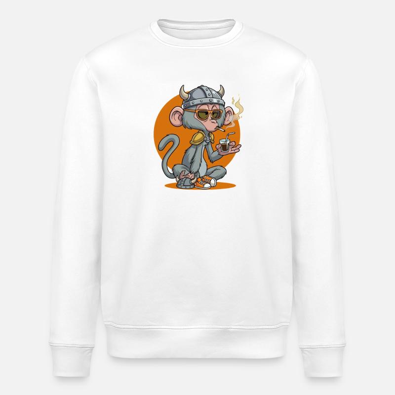 Monkey_2 - Stanley/Stella ROLLER Unisex Organic Sweatshirt - white