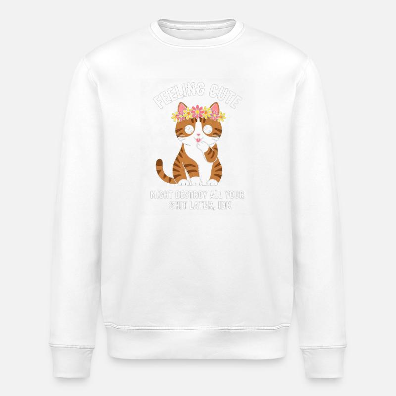 Kitten Saying Chaos - Stanley/Stella ROLLER Unisex Organic Sweatshirt - white