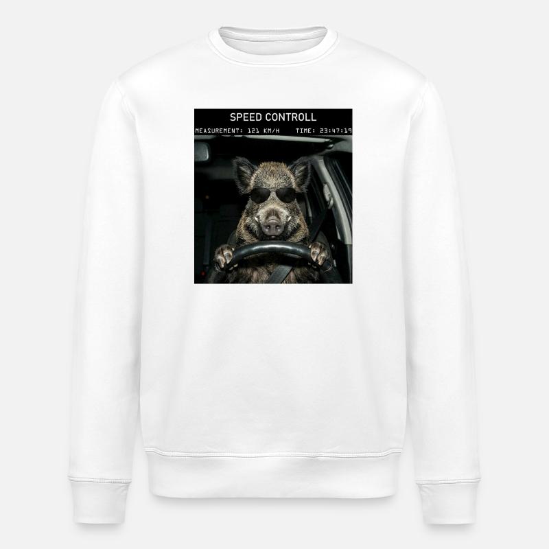 Wild boar speed control - Stanley/Stella ROLLER Unisex Organic Sweatshirt - white