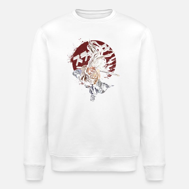 Samurai Wirbel mit Katana - Stanley/Stella Unisex Bio-Sweatshirt ROLLER - Weiß