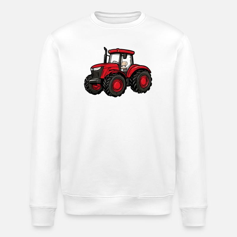 Roter Traktor Cartoon - Stanley/Stella Unisex Bio-Sweatshirt ROLLER - Weiß