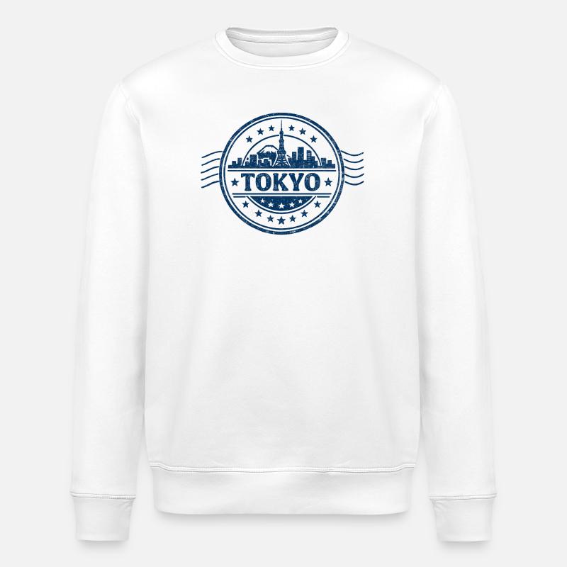 Tokio Skyline Siegel Blau - Stanley/Stella Unisex Bio-Sweatshirt ROLLER - Weiß