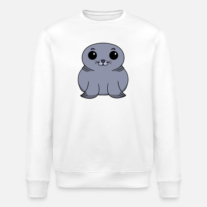 Chibi-Robben - Stanley/Stella Unisex Bio-Sweatshirt ROLLER - Weiß