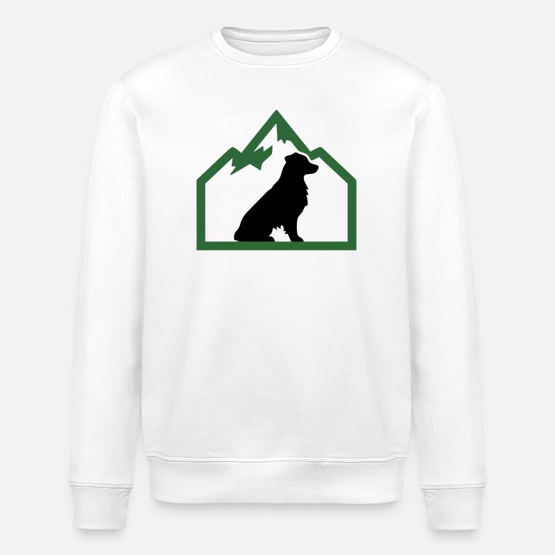 Dog Mountains Outdoor Crest - Stanley/Stella ROLLER Unisex Organic Sweatshirt - white