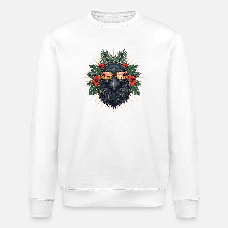 Tropenvogel mit Sonnenbrille - Stanley/Stella Unisex Bio-Sweatshirt ROLLER - Weiß