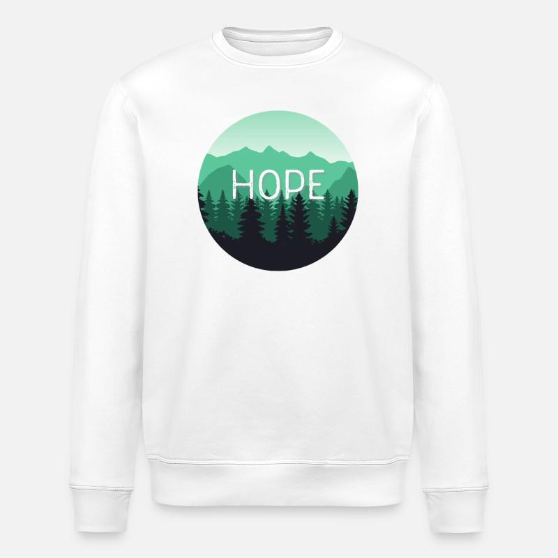 Hoffnung, Wald, Berglandschaft - Stanley/Stella Unisex Bio-Sweatshirt ROLLER - Weiß