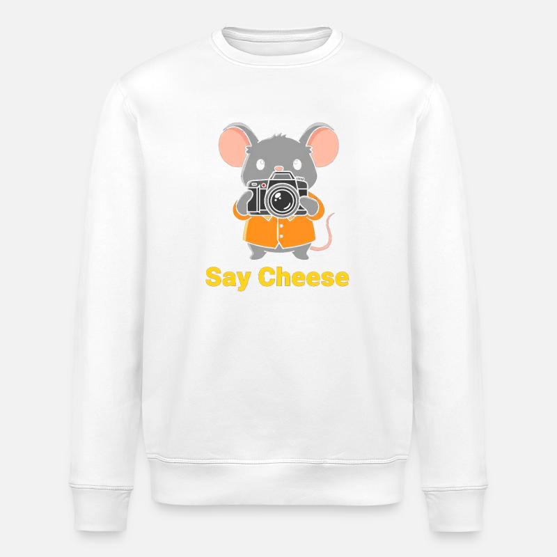 Caméra Souris dit fromage - Sweat bio ROLLER Stanley/Stella Unisexe - blanc