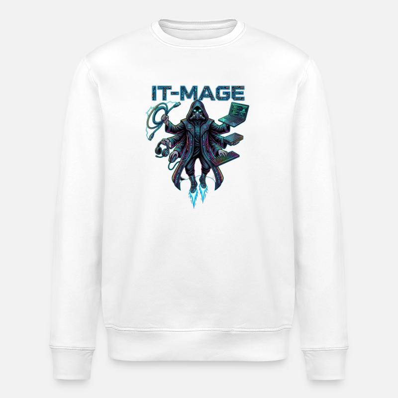 Cyber Hacker Neon IT-MAGE - Stanley/Stella ROLLER Unisex Organic Sweatshirt - white