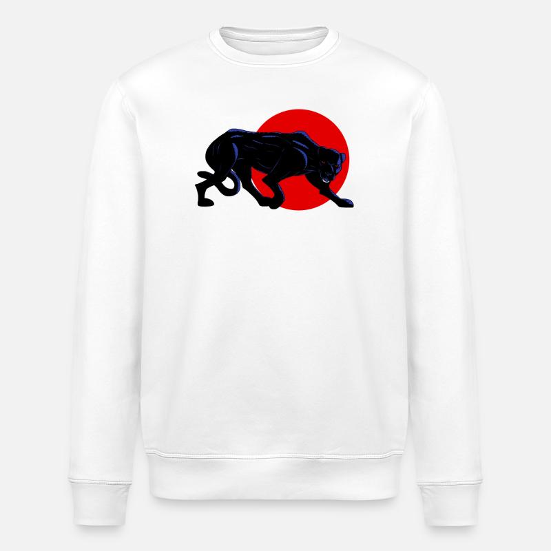 Panthère noire sur cercle rouge - Stanley/Stella Unisex Bio-Sweatshirt ROLLER - Weiß