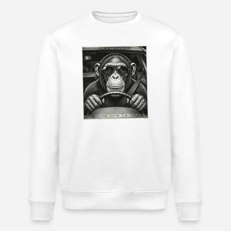 Blitzer Falle Affe Auto Fahrer - Stanley/Stella Unisex Bio-Sweatshirt ROLLER - Weiß