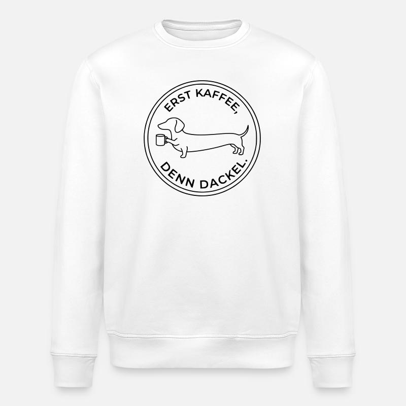 erst kaffee denn dackel - Stanley/Stella Unisex Bio-Sweatshirt ROLLER - Weiß
